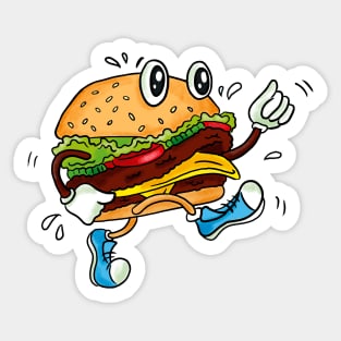 Running Hamburger Sticker